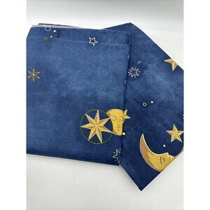 90’s Y2K Style Celestial Moon Star Blue Gold Polyester 68x72” Shower Curtain